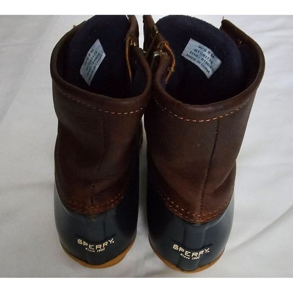 Sperry Women's Tan/Navy All-Weather Leather Saltwater Core Duck Boots Size 9M - Picture 9 of 16